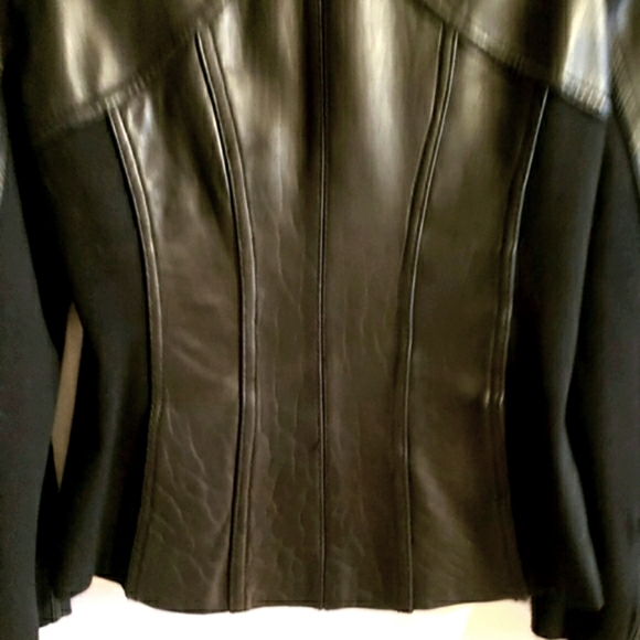Jones New York Leather Dress Jacket Stretch Material Inside Arm Lined Woman Med - Picture 9 of 15